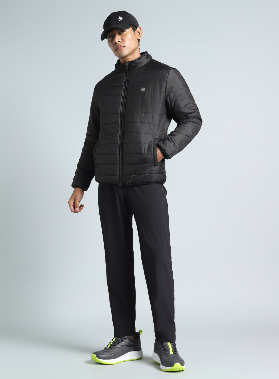 Men's Black Detachable Hoodie Puffer Jacket