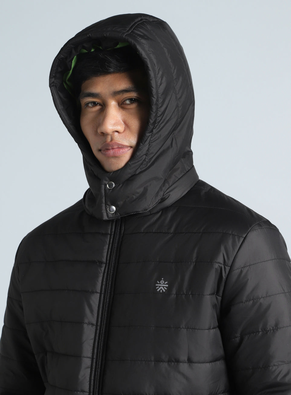 Men's Black Detachable Hoodie Puffer Jacket