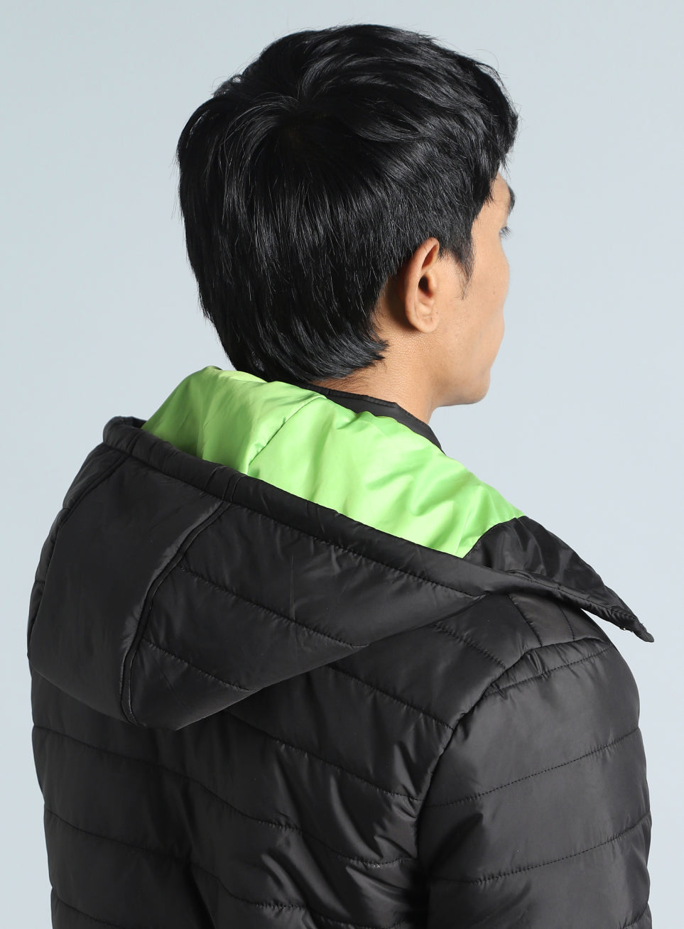 Men's Black Detachable Hoodie Puffer Jacket