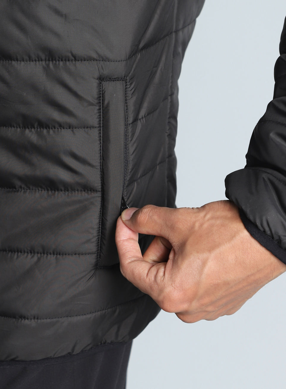 Men's Black Detachable Hoodie Puffer Jacket