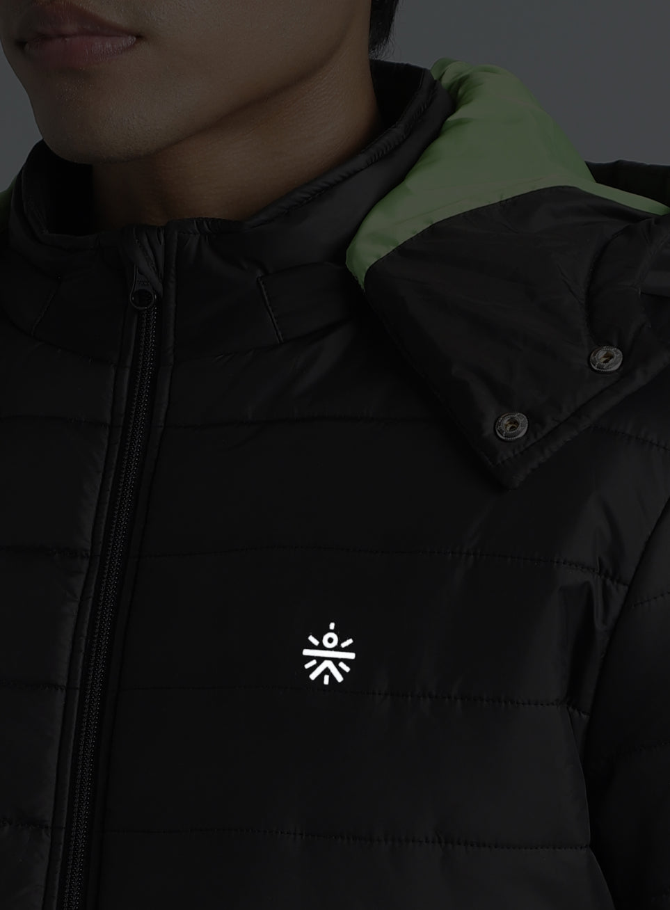 Men's Black Detachable Hoodie Puffer Jacket