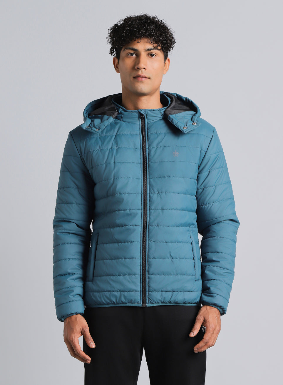 Men's Navy Detachable Hoodie Puffer Jacket