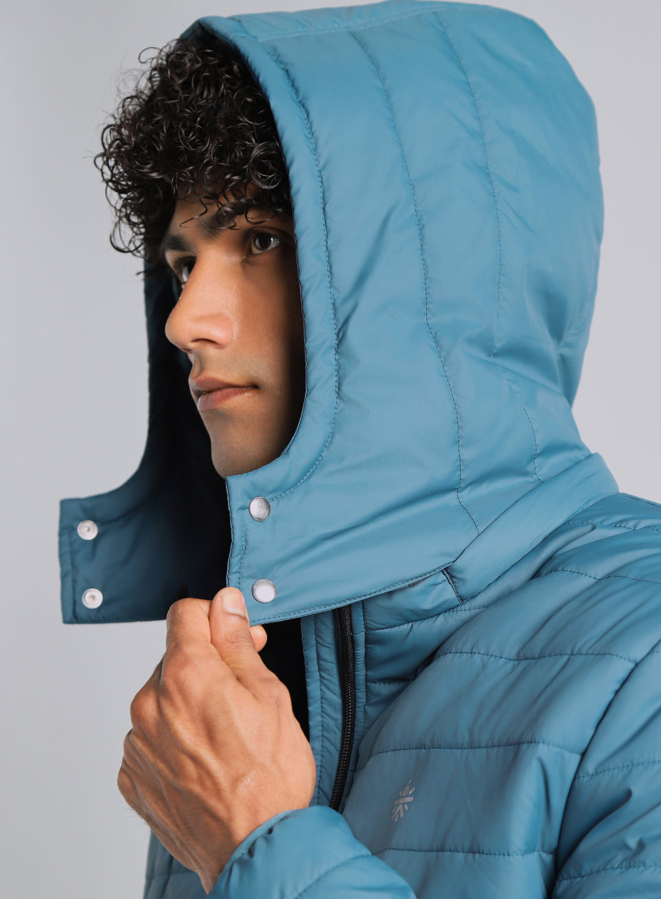 Men's Navy Detachable Hoodie Puffer Jacket