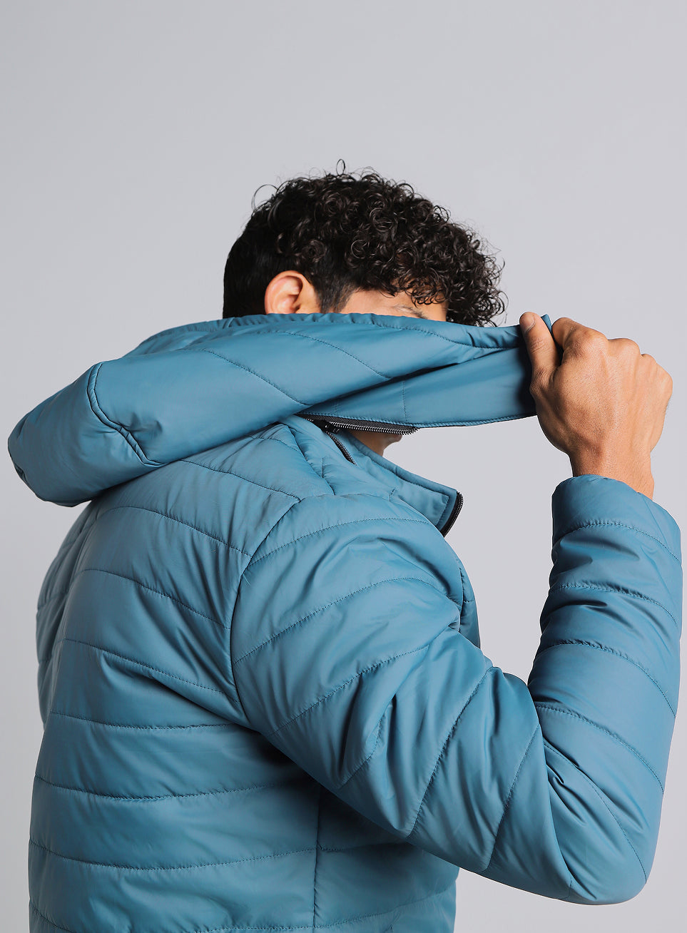 Men's Navy Detachable Hoodie Puffer Jacket