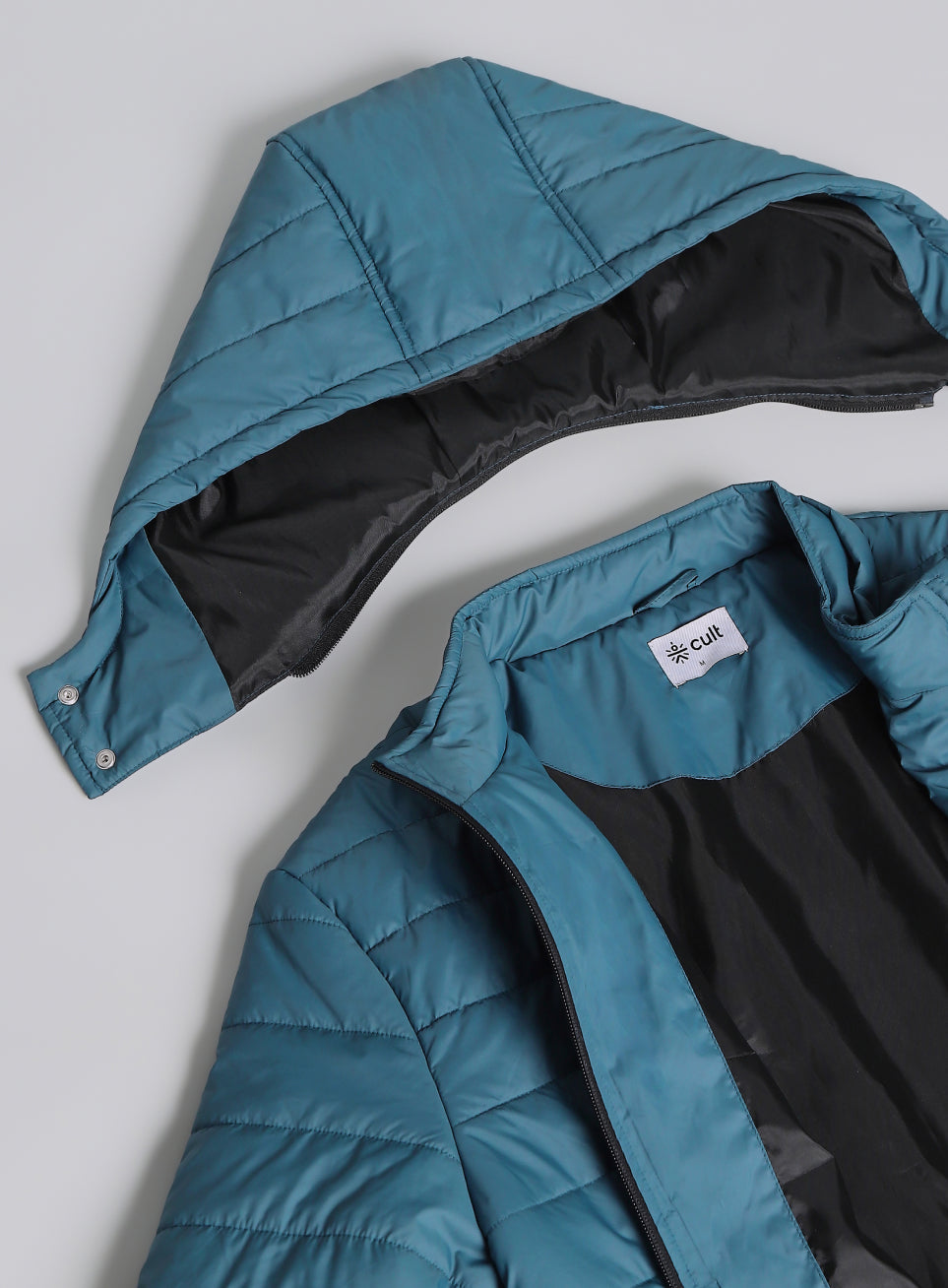 Men's Navy Detachable Hoodie Puffer Jacket