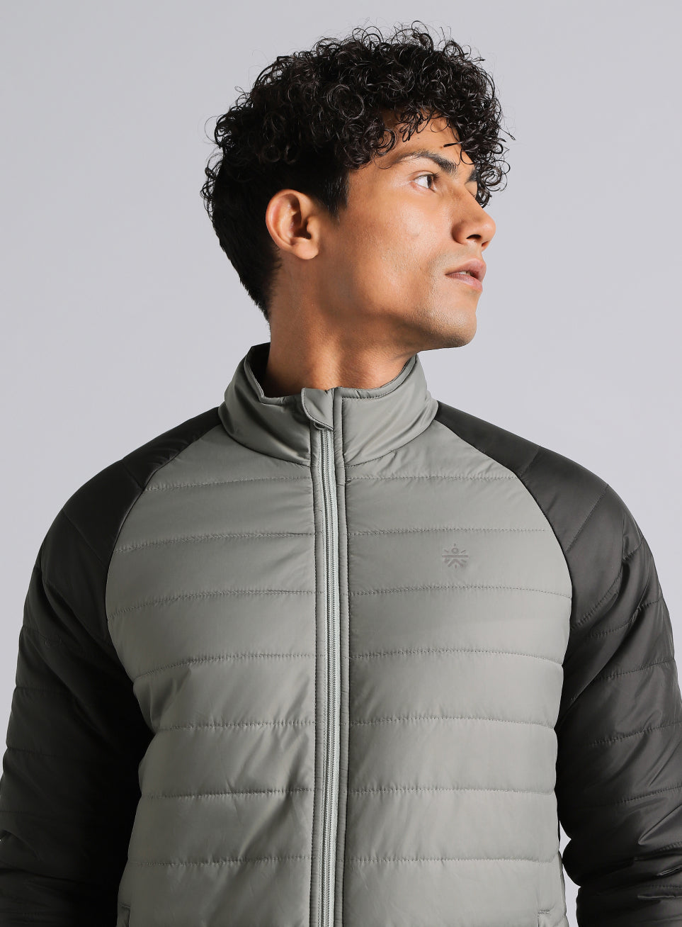 Men's Grey Multicolor Puffer Jacket