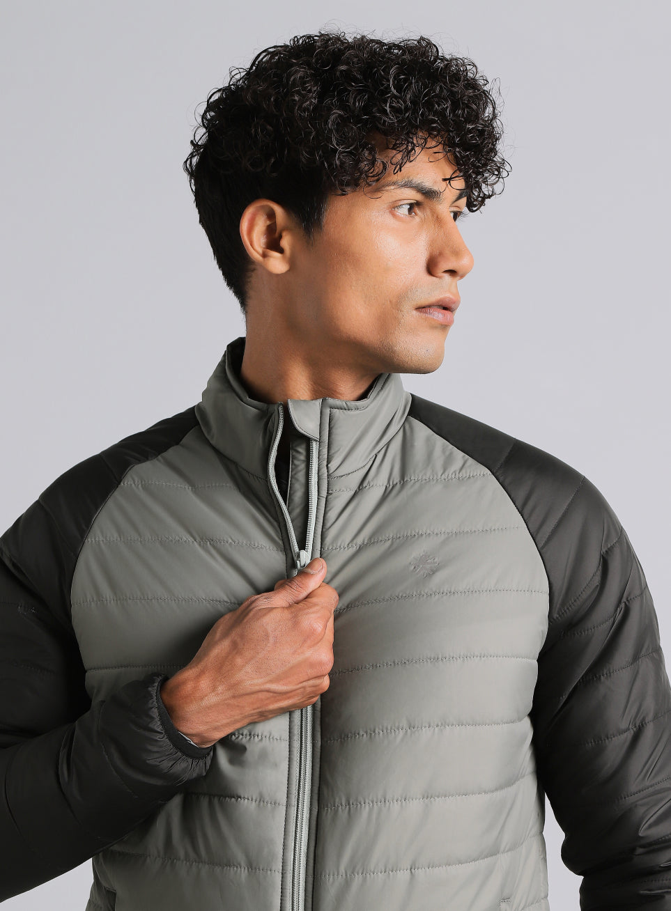 Men's Grey Multicolor Puffer Jacket