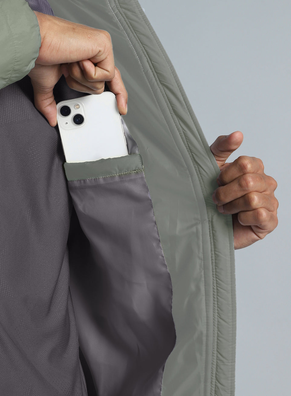 Men's Grey Multicolor Puffer Jacket