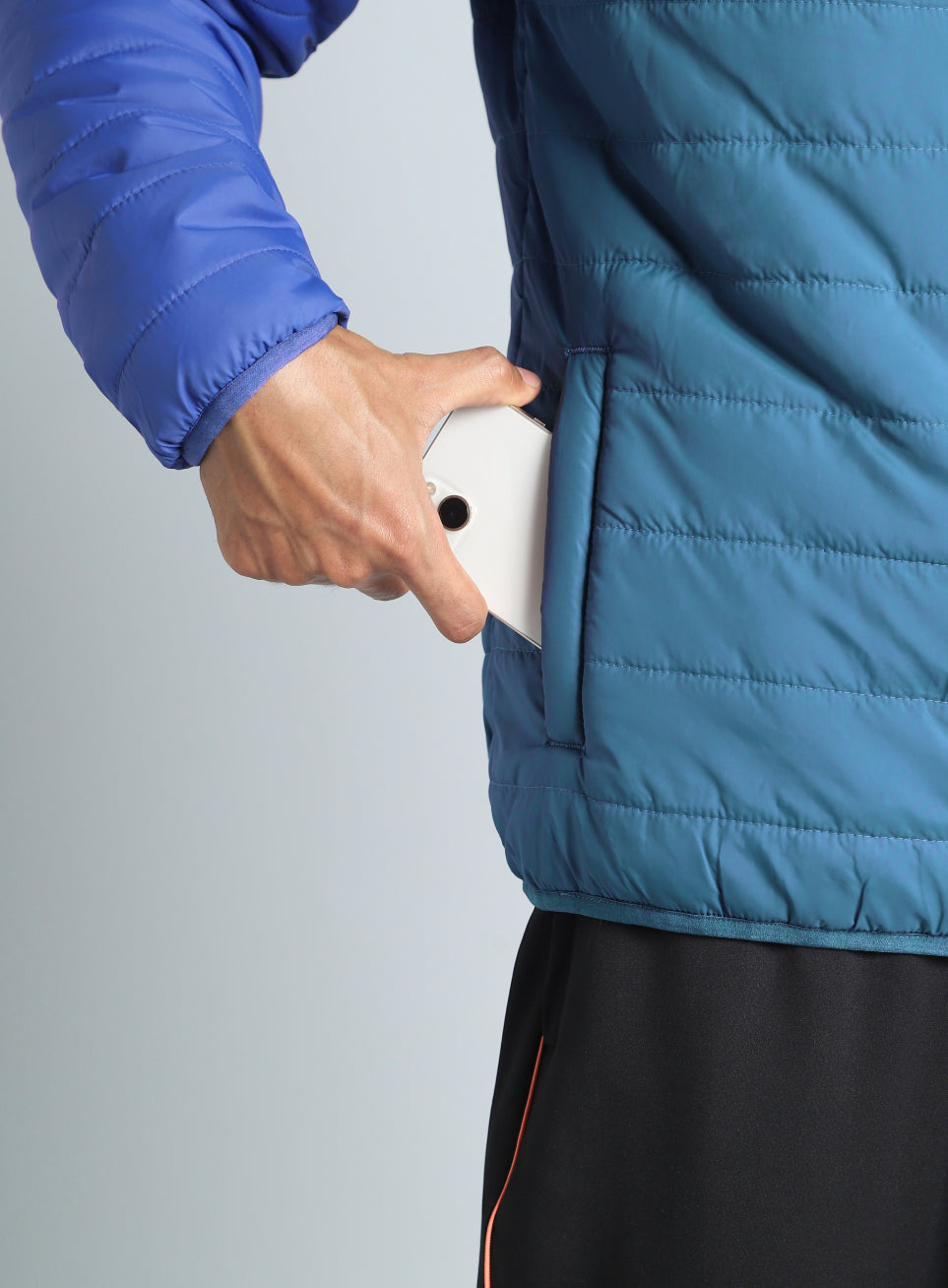 Men's Blue Colorblock Puffer Jacket