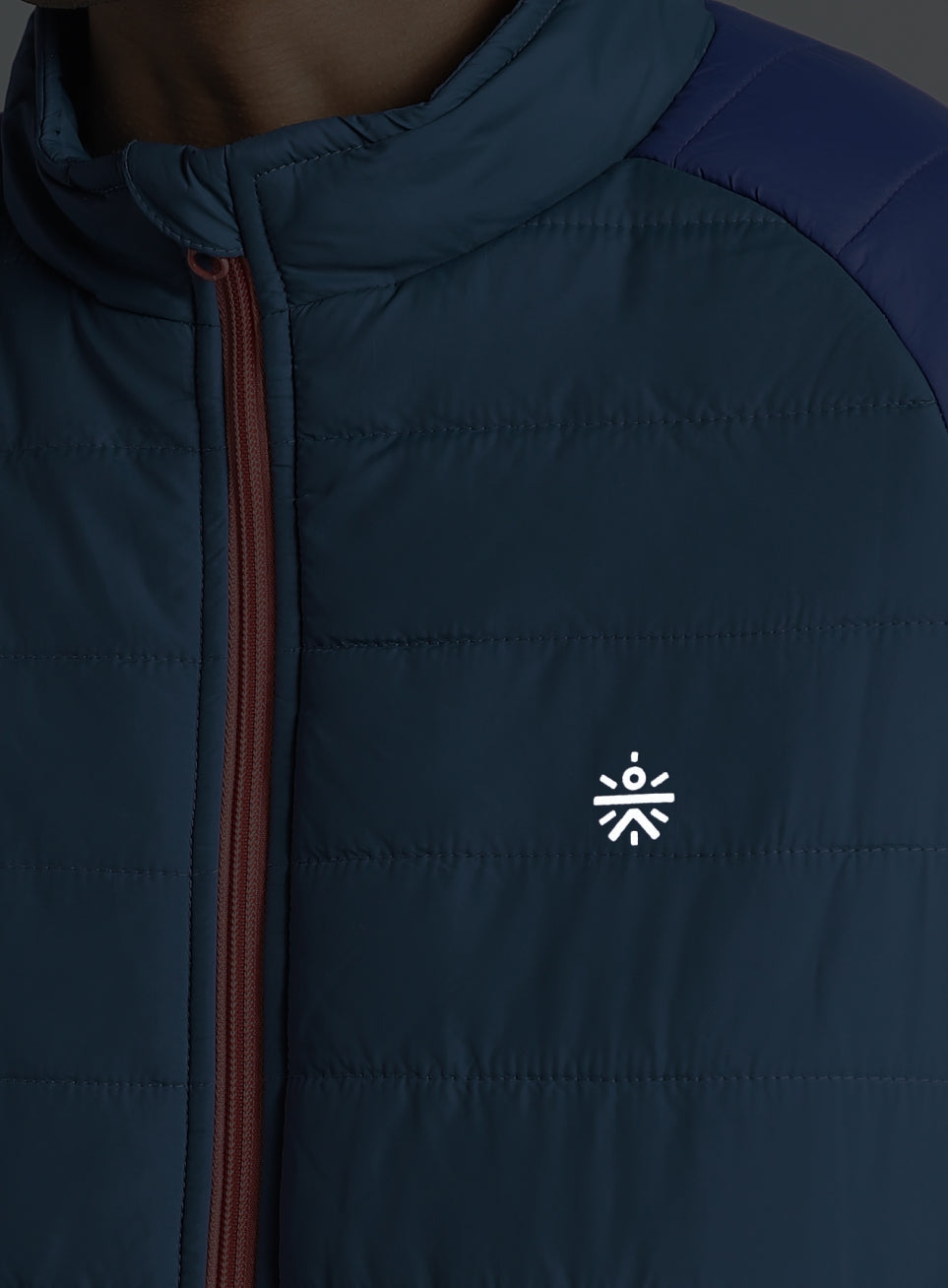 Men's Blue Colorblock Puffer Jacket