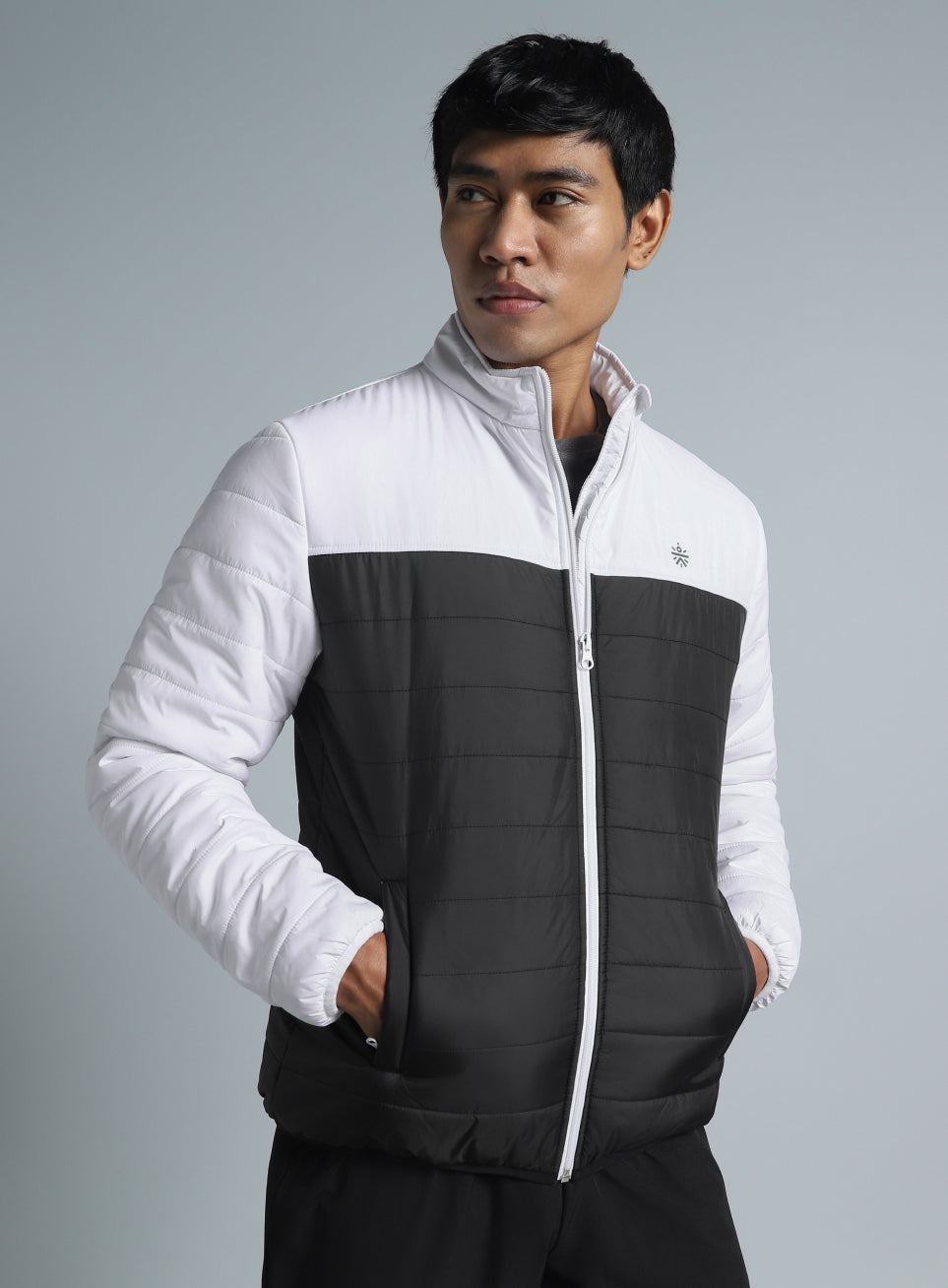 Men's Black Colorblock Puffer Jacket