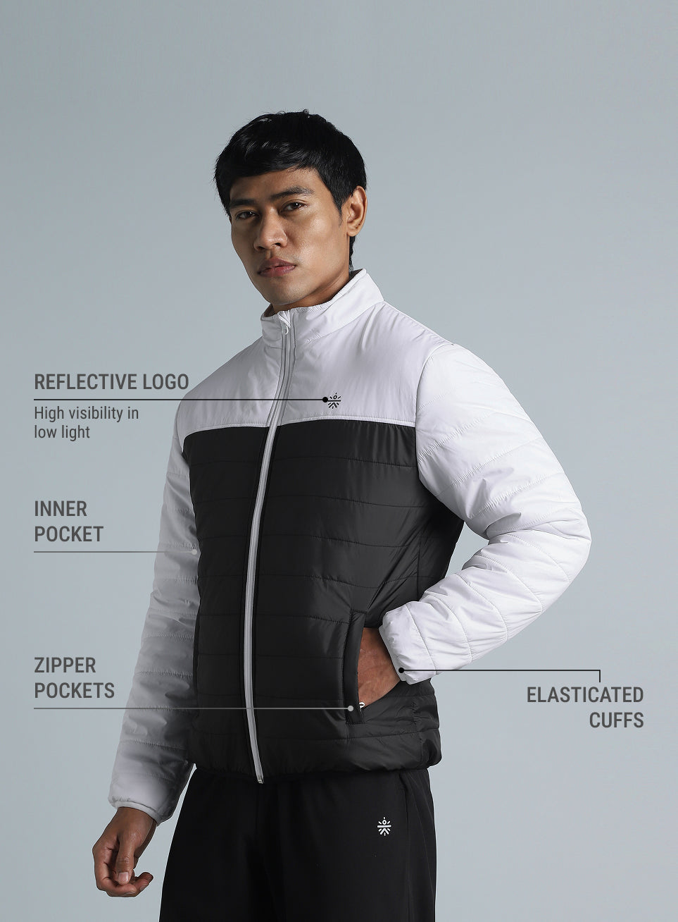 Men's Black Colorblock Puffer Jacket
