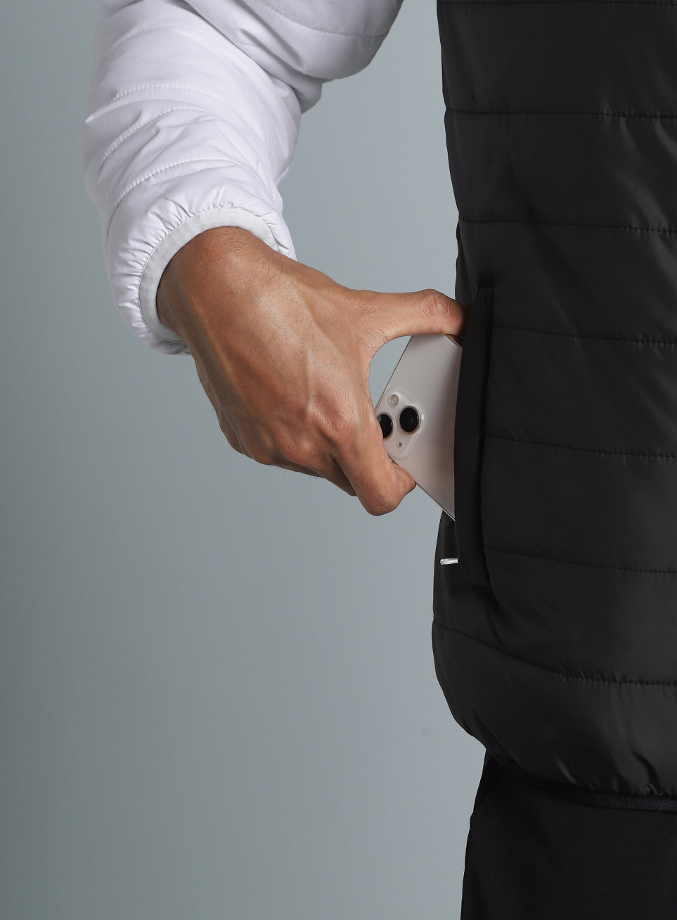 Men's Black Colorblock Puffer Jacket