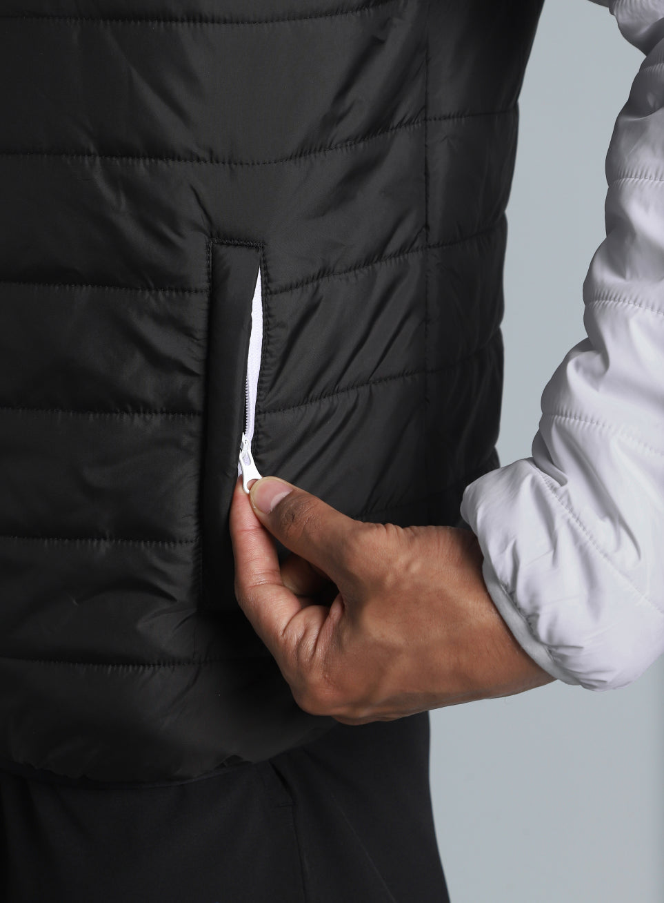 Men's Black Colorblock Puffer Jacket