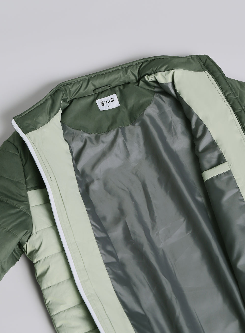 Men's Dark Green Colourblock Puffer Jacket