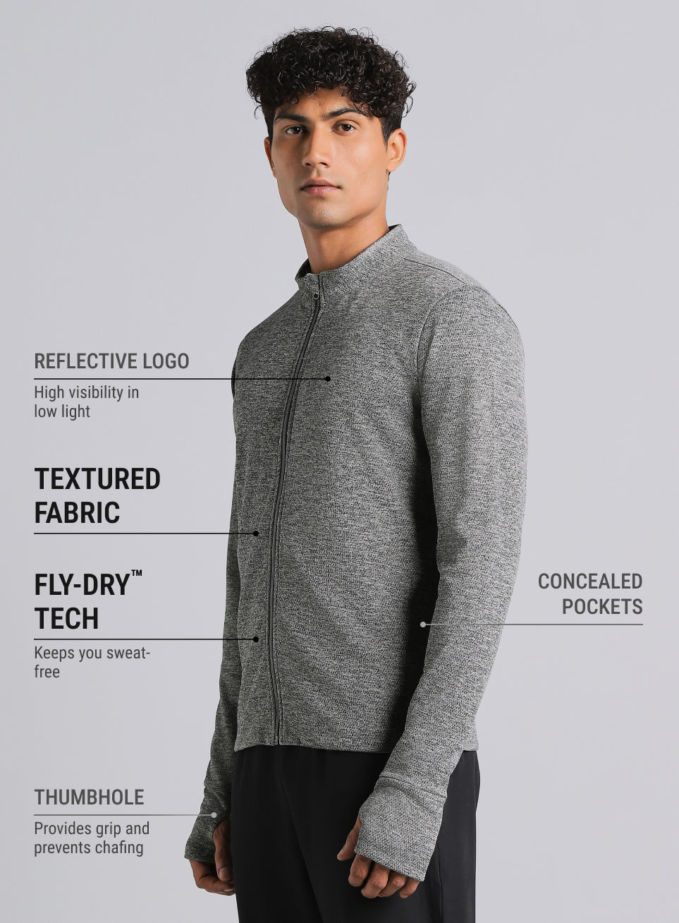 Men's Dark Grey Run Elevate All Weather Jacket