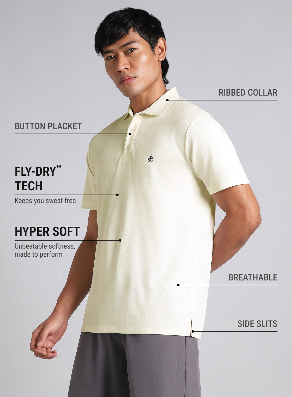 Men's Off White Performance Polo T-shirt