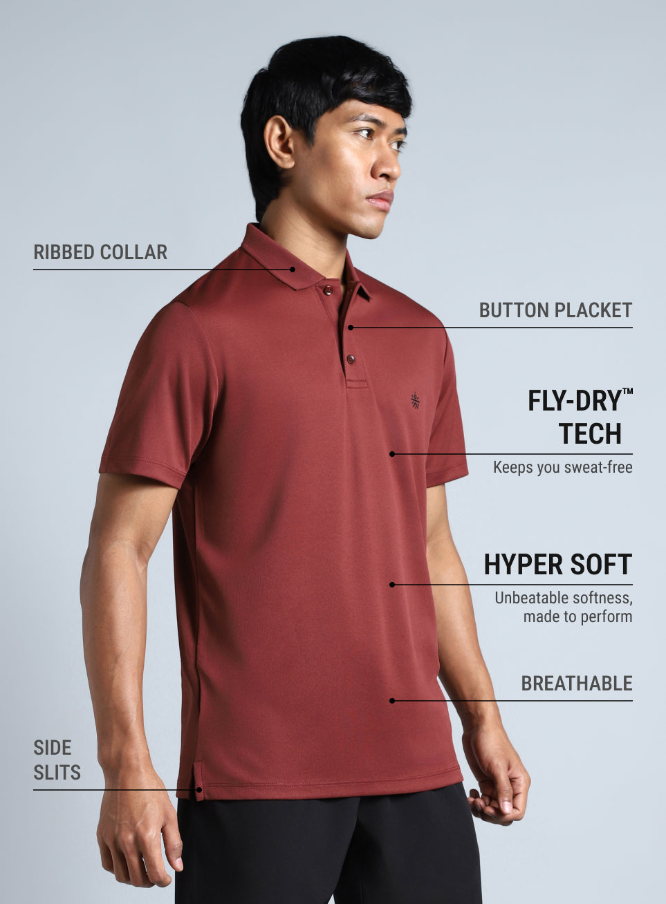 Men's Maroon Performance Polo T-shirt