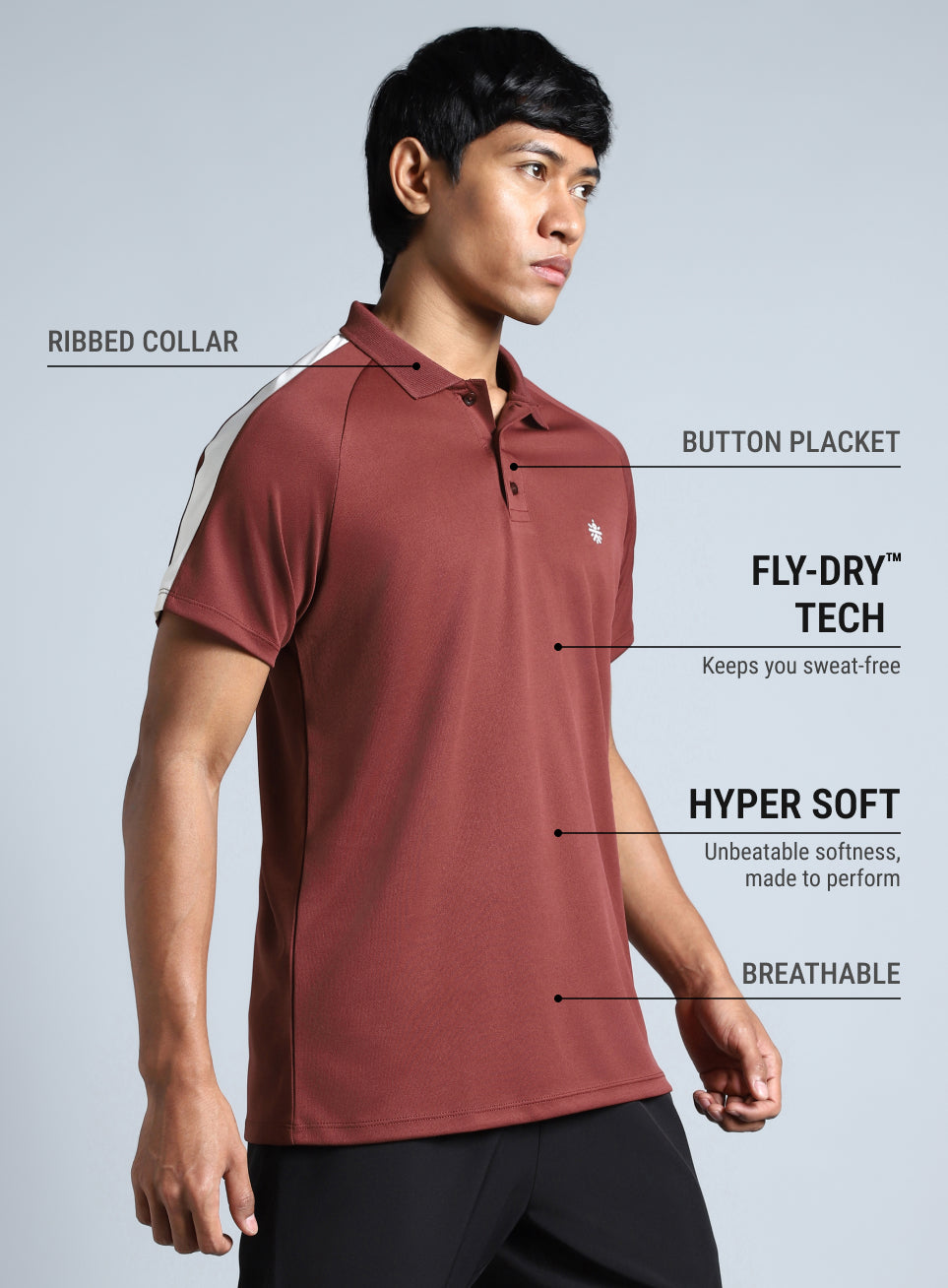Men's Maroon Performance Essential Polo T-shirt