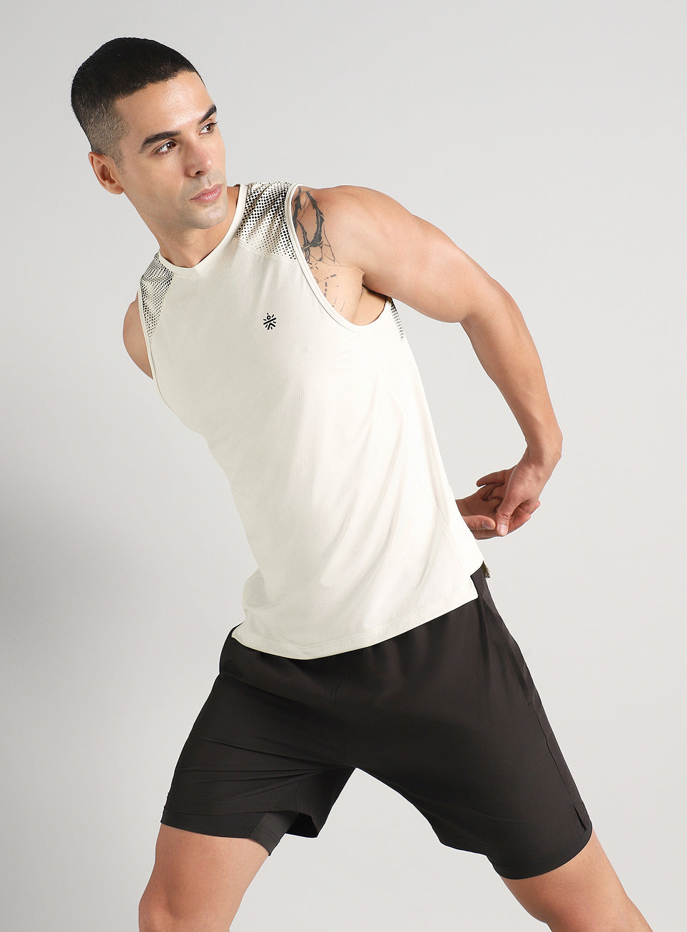 Men's Off White Training Muscle Tank