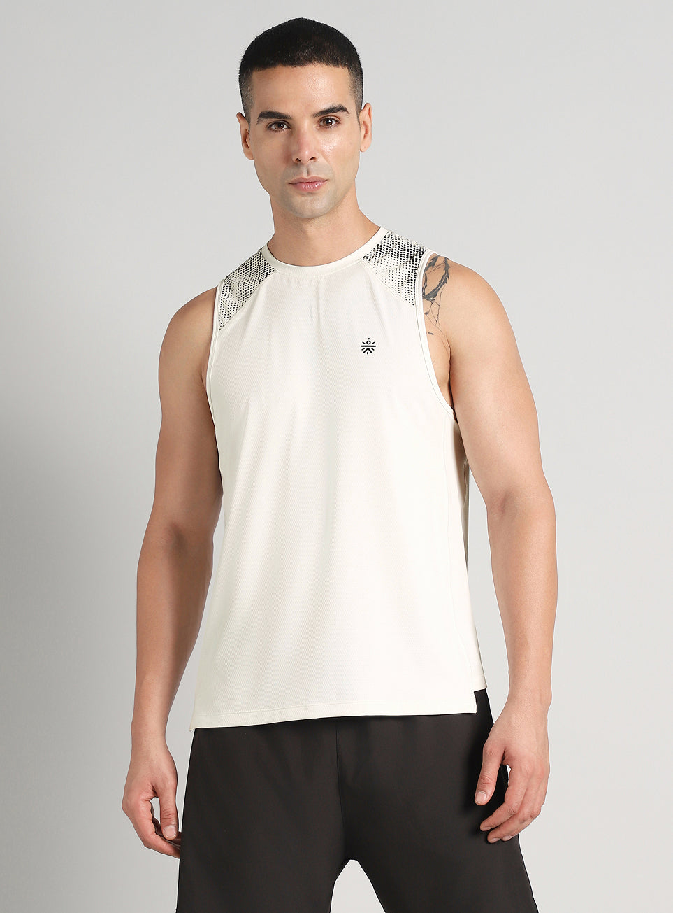 Men's Off White Training Muscle Tank