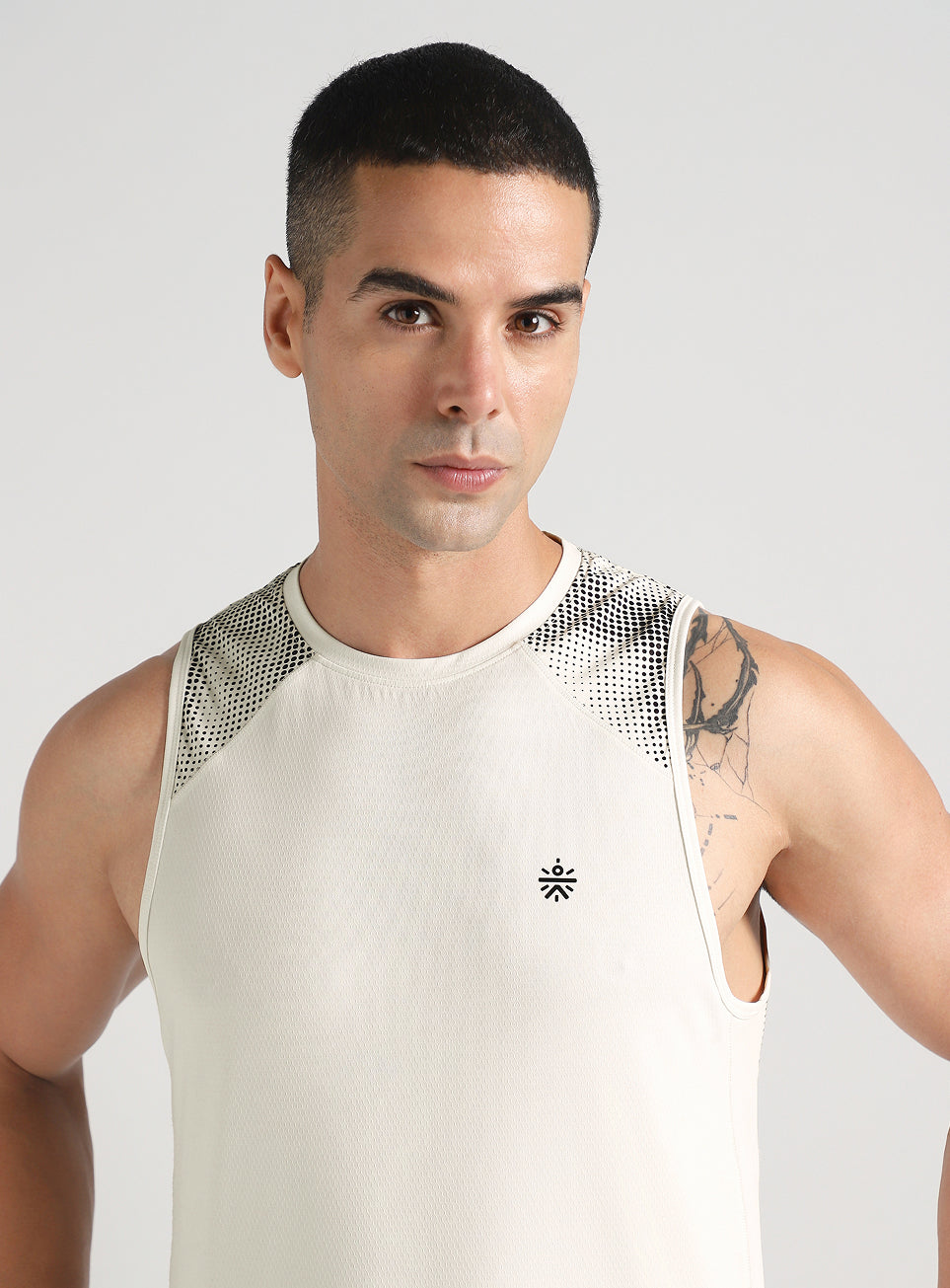 Men's Off White Training Muscle Tank