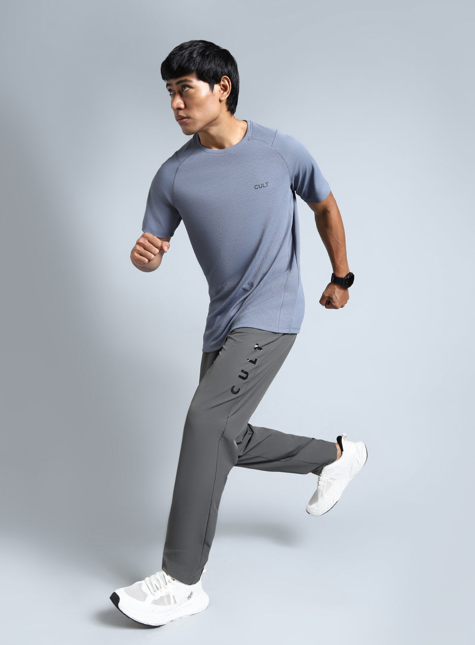 Men's Grey Pace Up Running Trackpants