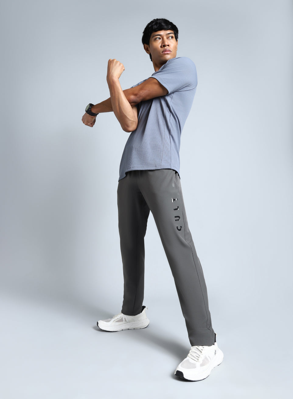 Men's Grey Pace Up Running Trackpants