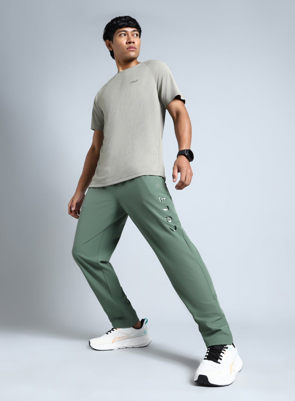 Men's Olive Pace Up Running Trackpants