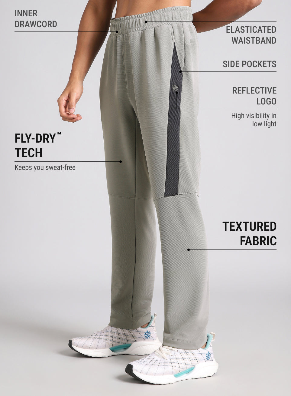 Men's Grey Runner Essential Trackpants