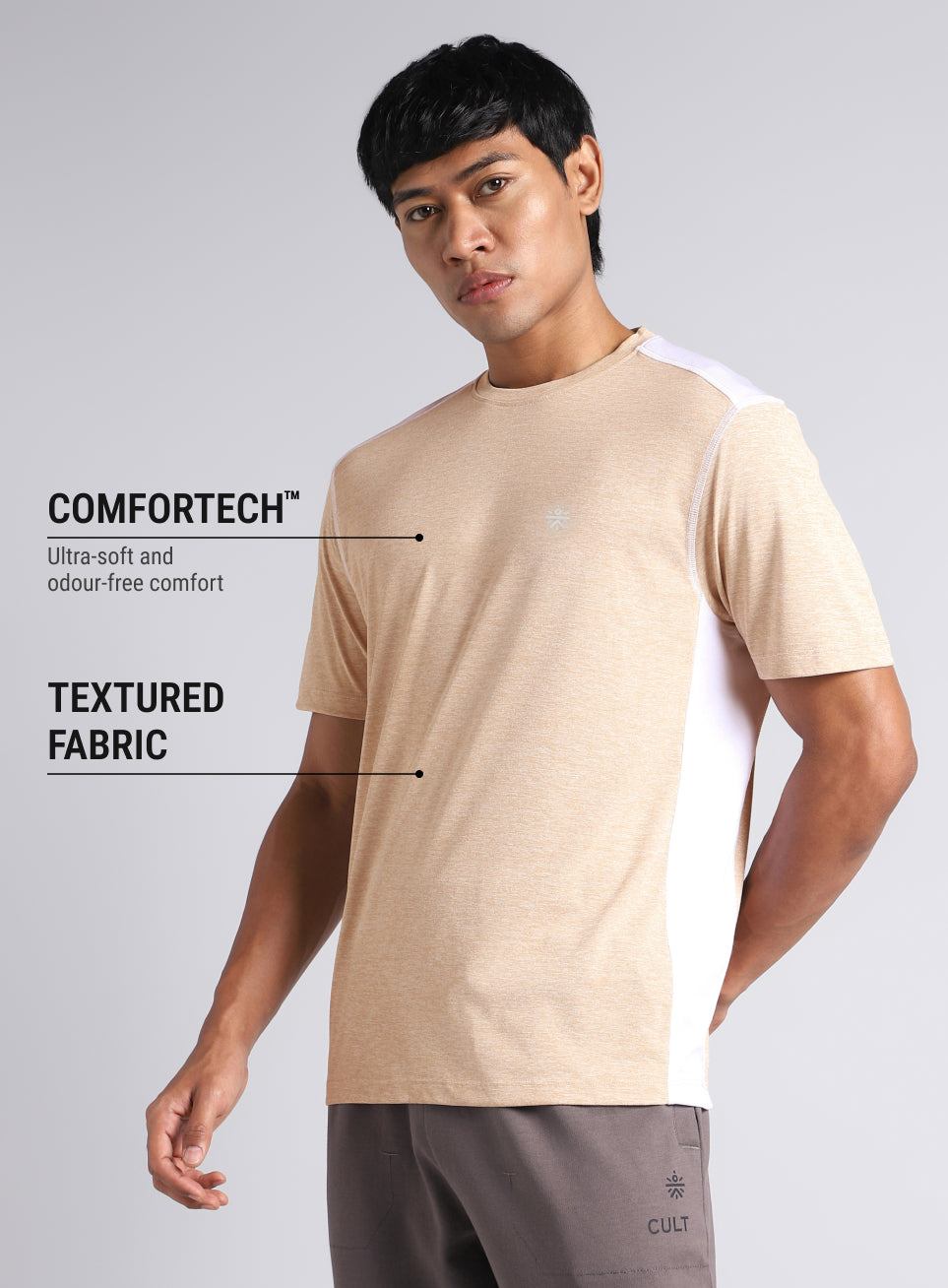 Men's Amp Up Beige Comfortech T-shirt