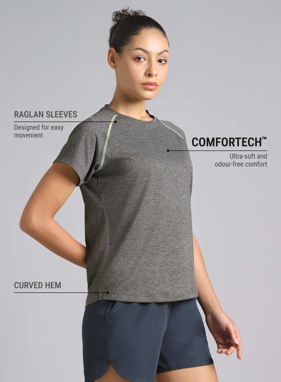 Women's Muscle Flex Dark Grey COMFORtech™ T-shirt