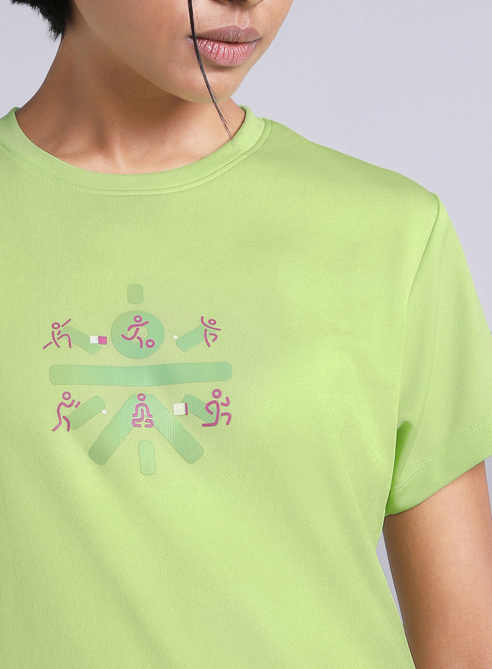 Women's Green Graphic Play Performance T-shirt