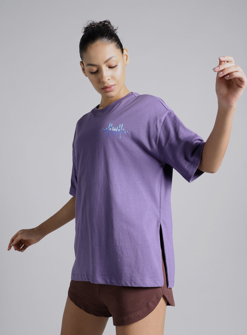 Women's Purple Feel the Beat Print T-shirt