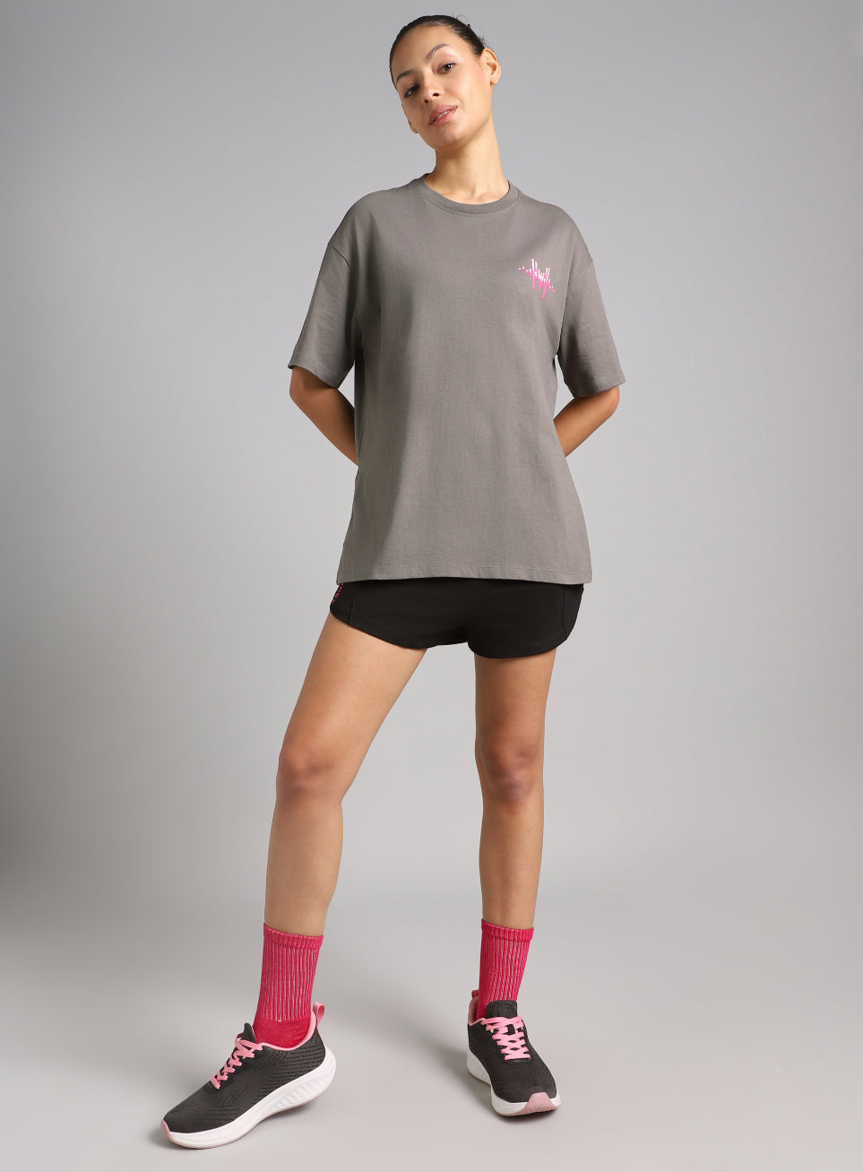 Women's Dark Grey Feel the Beat Print T-shirt