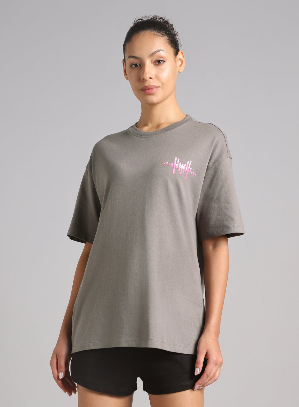 Women's Dark Grey Feel the Beat Print T-shirt