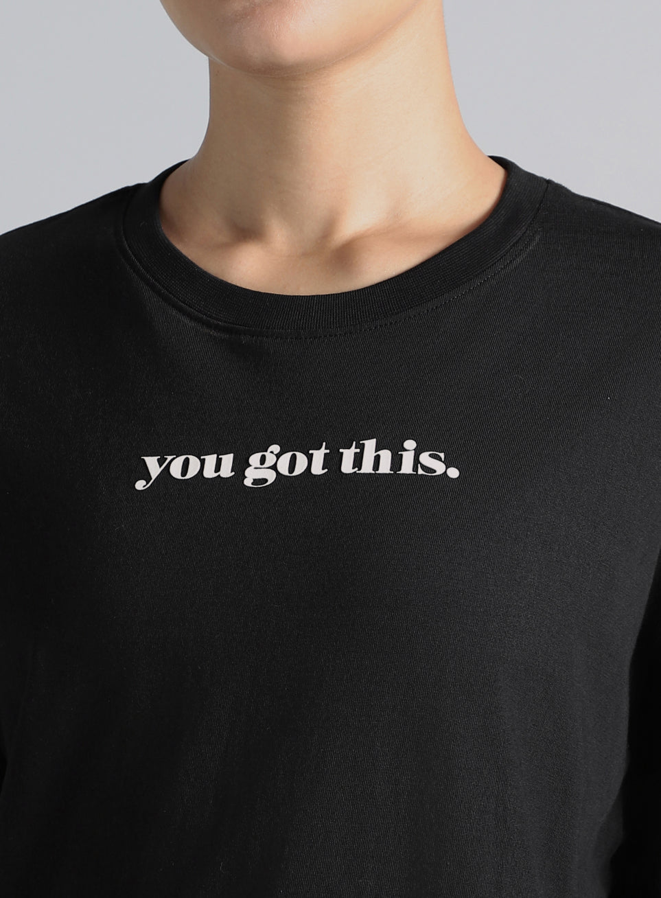 Women's Black You Got This Puff Print Peach Oversized T-shirt