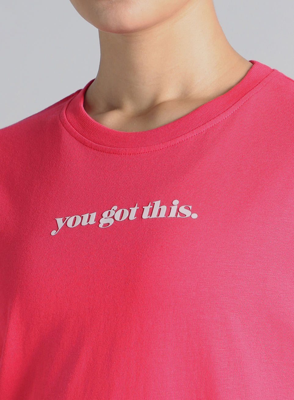 Women's Pink You Got This Puff Print Peach Oversized T-shirt