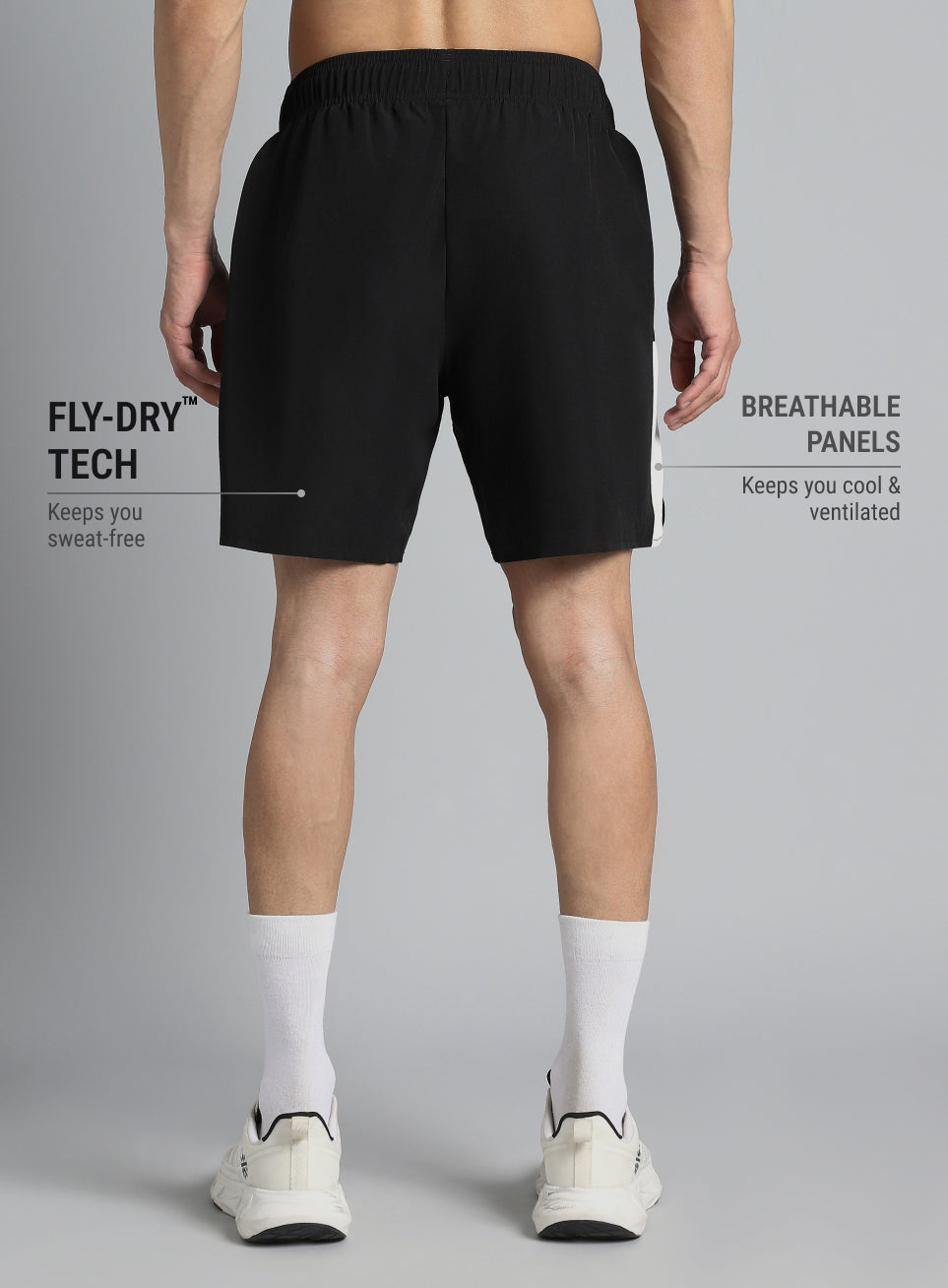 Men's Black Pace Up Runner's Shorts
