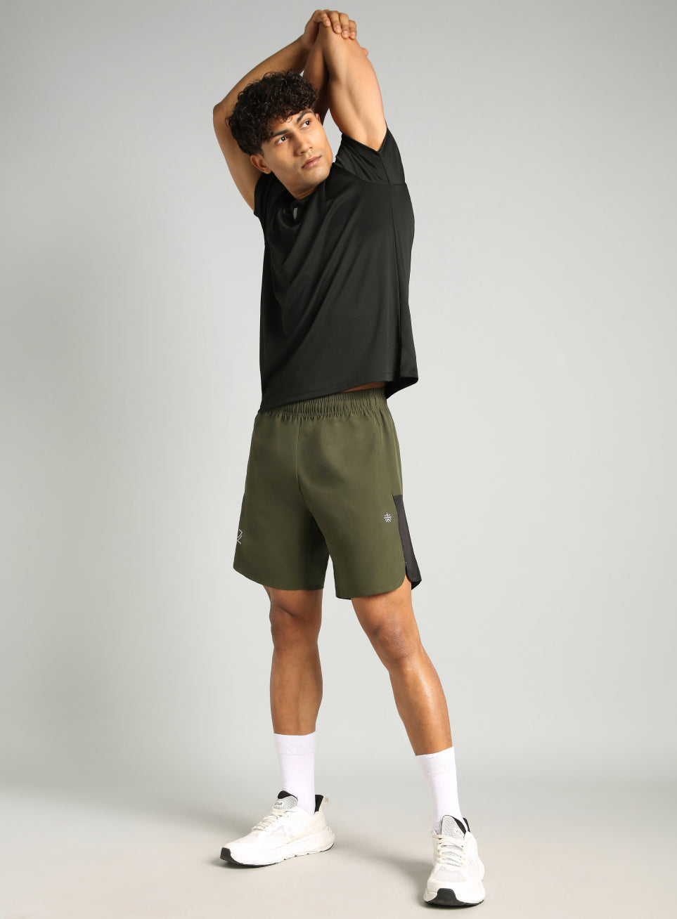 Men's Olive Pace Up Runner's Shorts