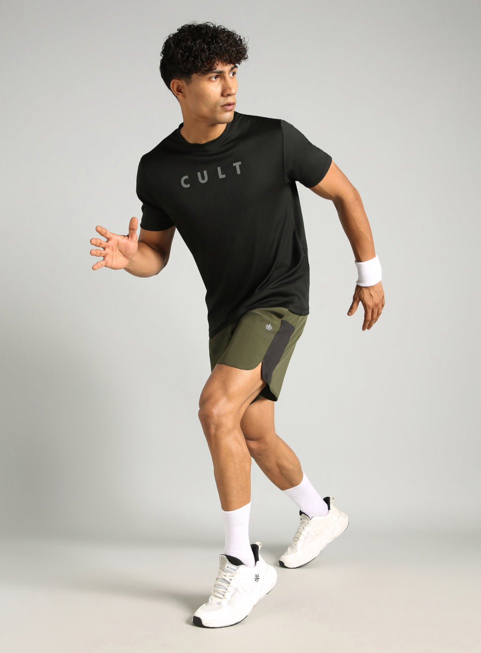 Men's Olive Pace Up Runner's Shorts