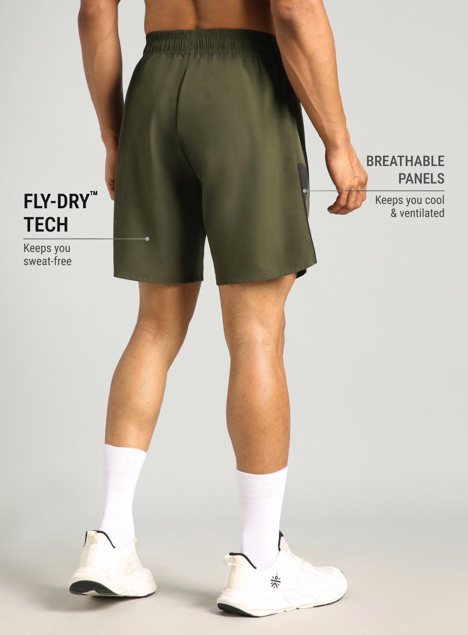 Men's Olive Pace Up Runner's Shorts