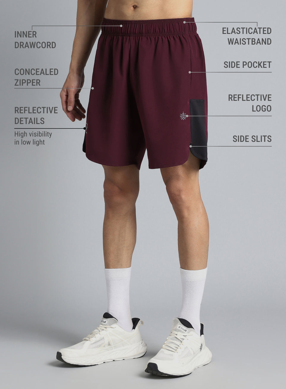 Men's Wine Pace Up Runner's Shorts