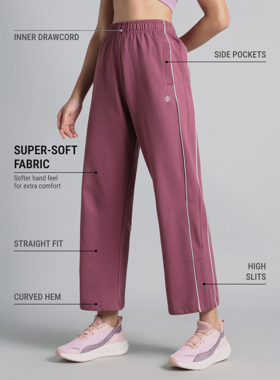 Women's Pink Community Straight Trackpants