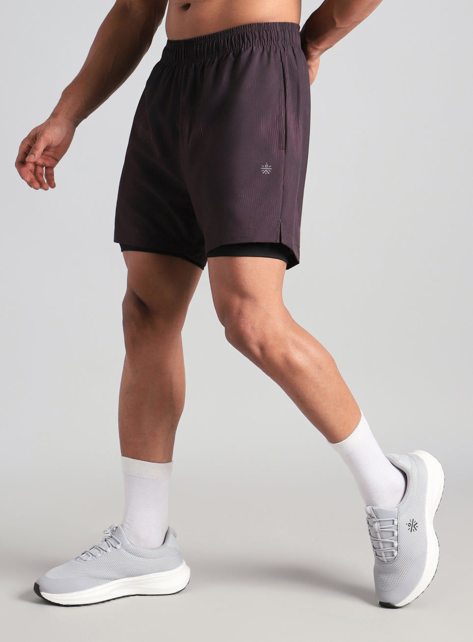 Men's Wine Urban Camo Run Built-in Shorts