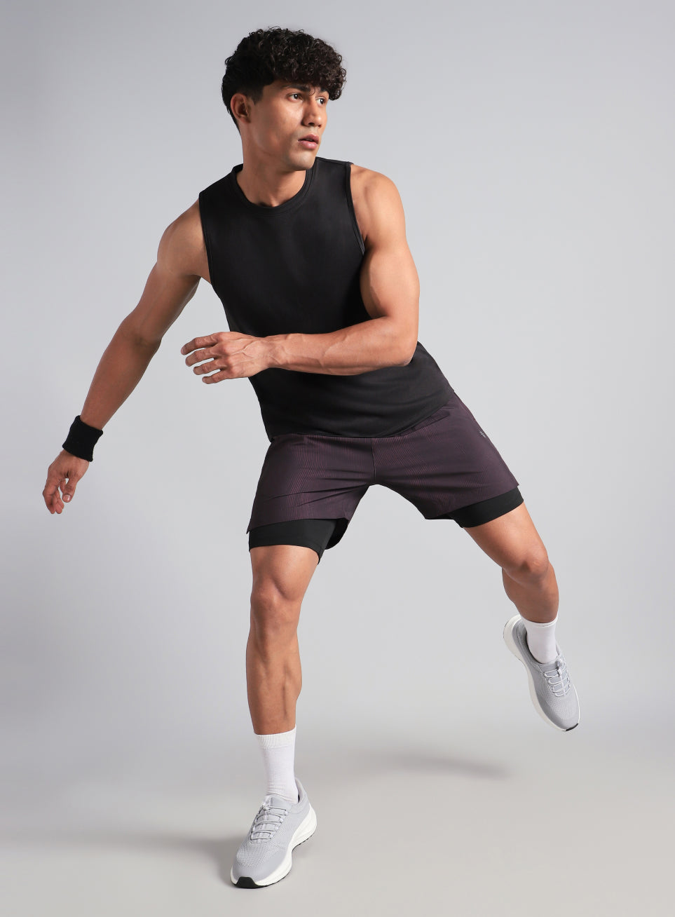 Men's Wine Urban Camo Run Built-in Shorts