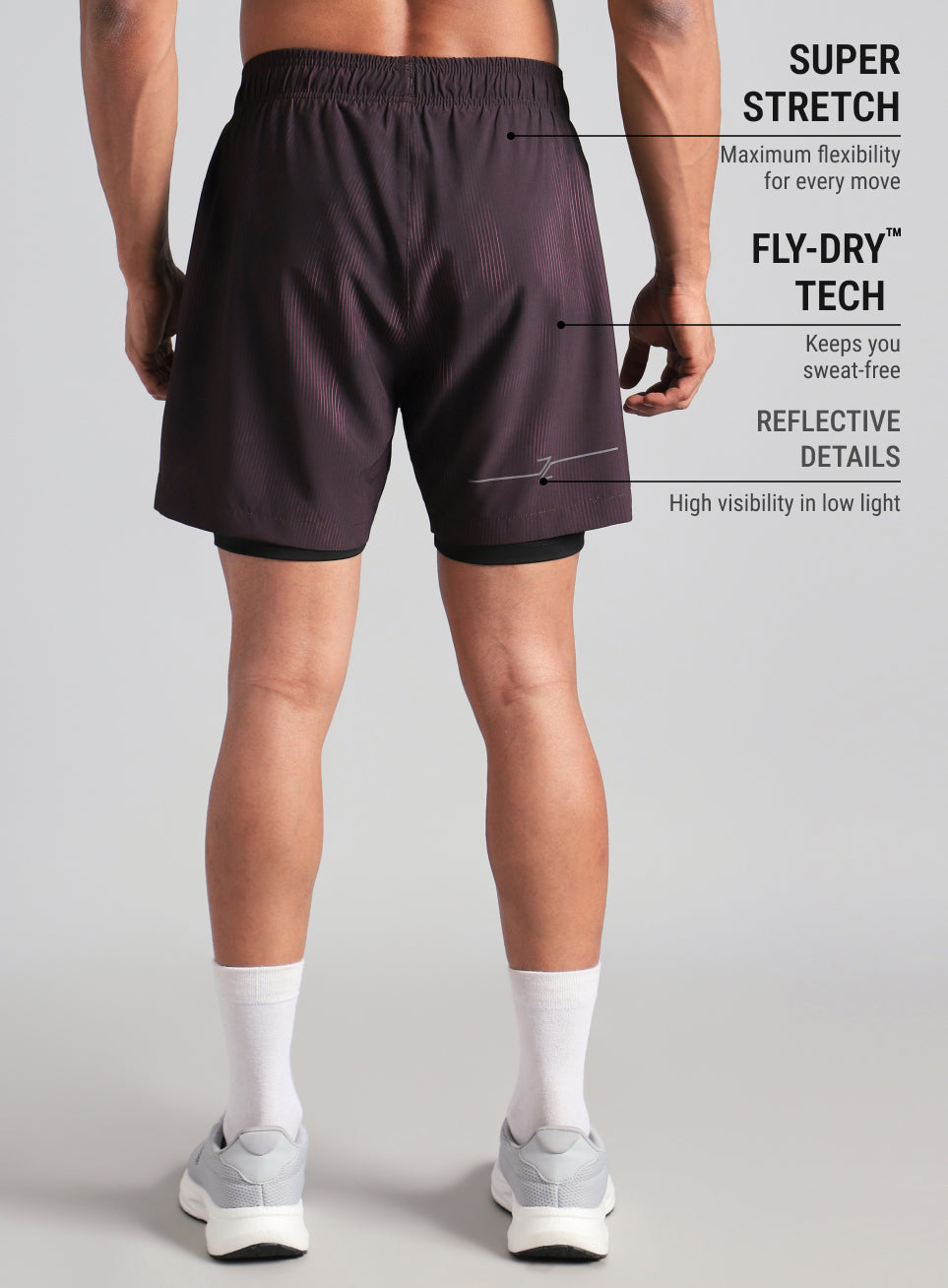 Men's Wine Urban Camo Run Built-in Shorts