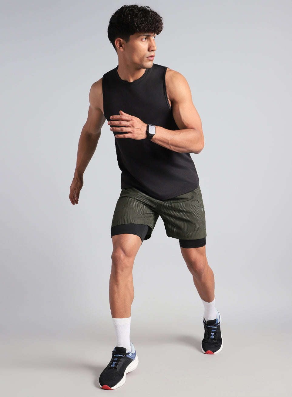 Men's Olive Urban Camo Run Built-in Shorts