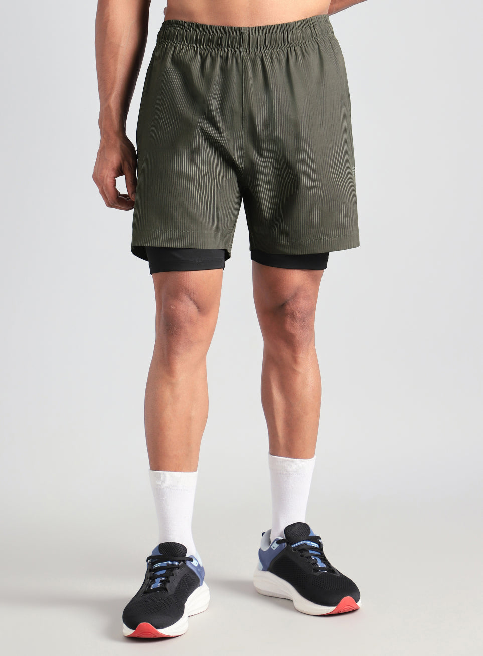 Men's Olive Urban Camo Run Built-in Shorts