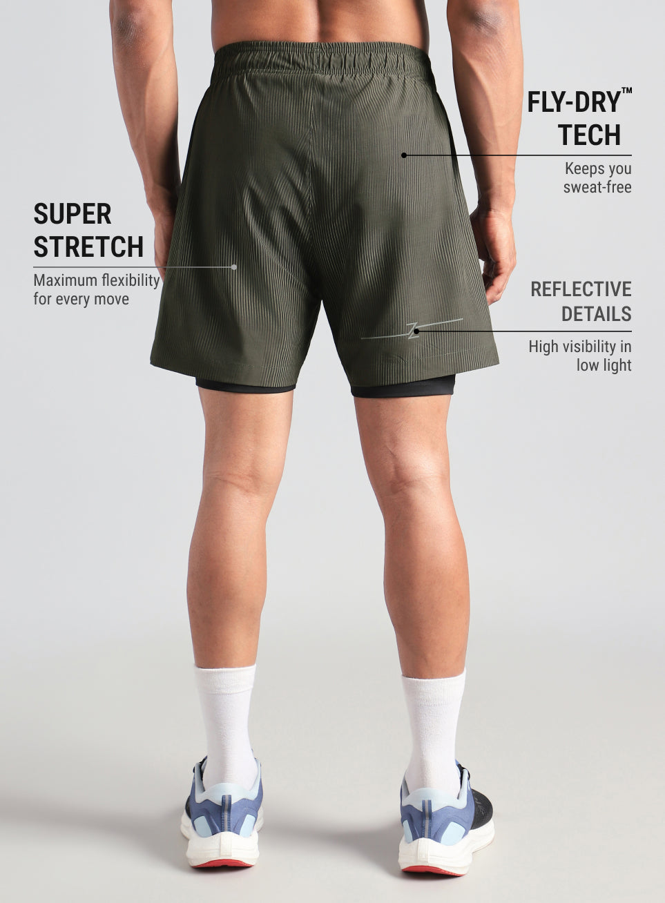Men's Olive Urban Camo Run Built-in Shorts